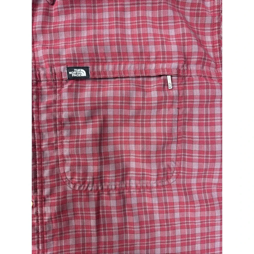 The North Face Red Plaid Shirt Mesh Lined Fishing Hiking Outdoors Button Down L